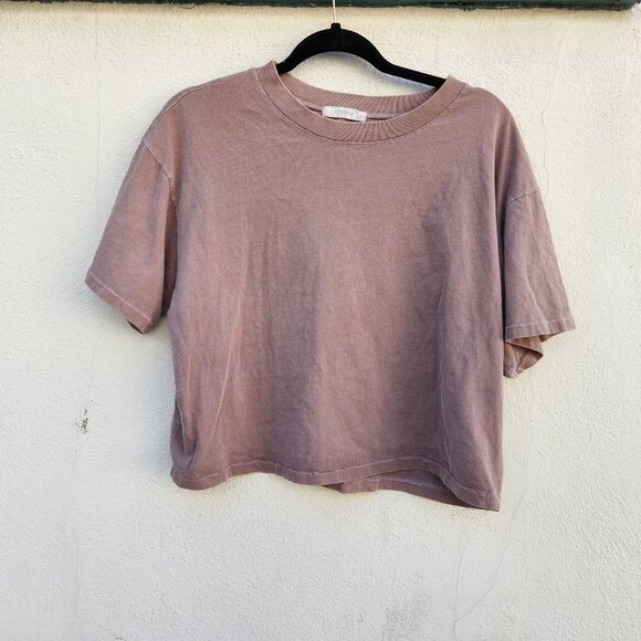 5/$100 SALE - FILOSOFIA Jade Crop Tee in Wheat - Picture 2 of 6